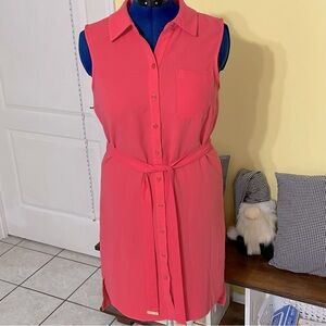 Sharagano Sleeveless Pink Shirt Dress